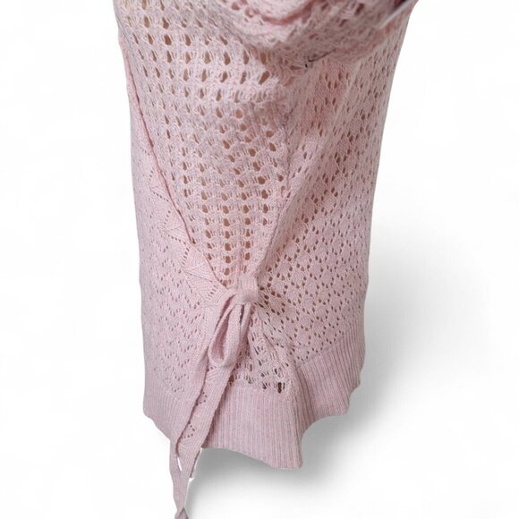 SO Size XL Juniors Light Pink Pointelle Wrap Front Sweater, NEW With Tag - Picture 6 of 16